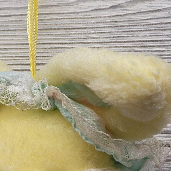 3D Yellow Bunny Rabbit Happy Easter Stocking Plush Pink Lace Bonnet 70's Vtg - Picture 5 of 13